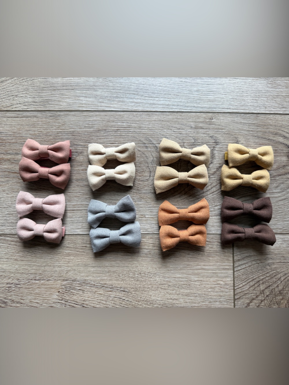 Kids Neutral Bow Hair Clips - Set of 8